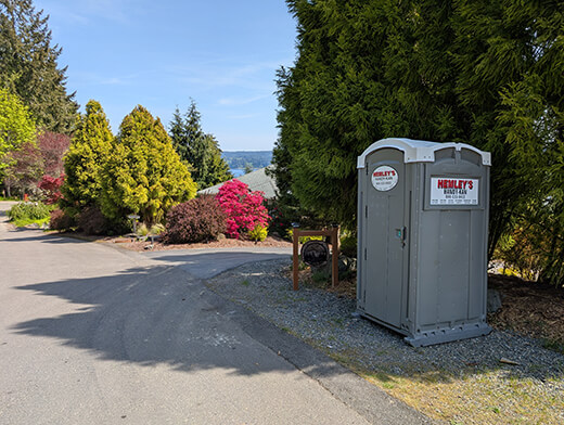 Portable Toilet Placed in Shade-Covered Area